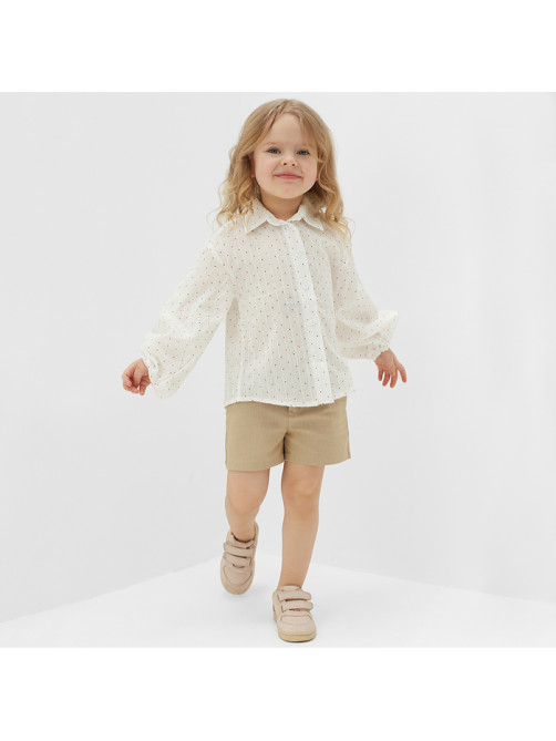 Шорты детские MINAKU: Cotton Collection, бежевые, рост 128 см