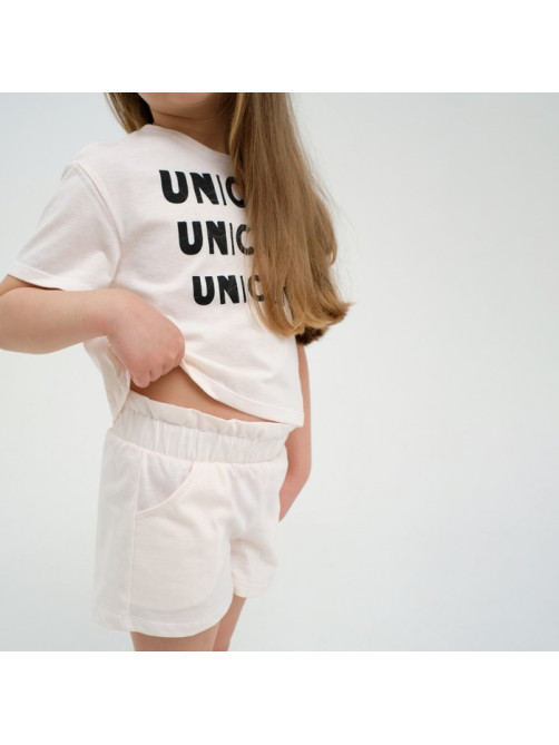 Шорты для девочки с рюшей KAFTAN Unicorn, бежевые, размер 38 (146-152 см)