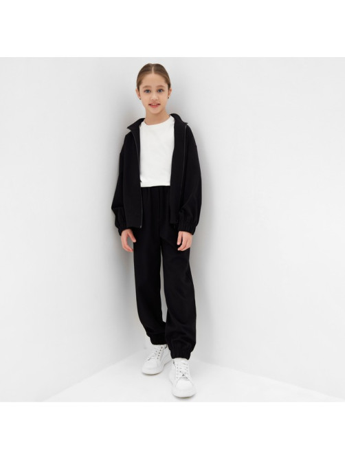 Брюки для девочки MINAKU: Casual Collection KIDS, чёрные, рост 128 см