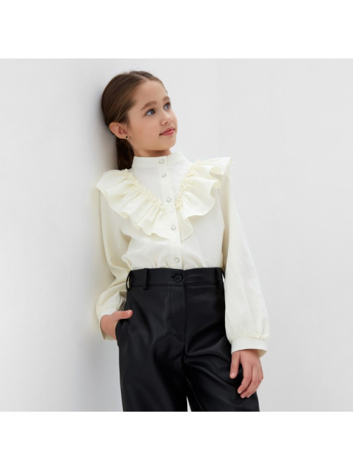 Брюки для девочки кожаные MINAKU, чёрные, рост 128 см