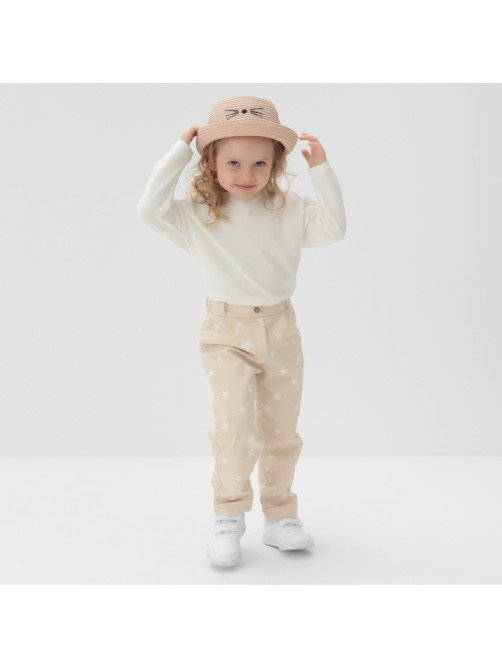 Брюки для девочки MINAKU: Cotton Collection, бежевые, рост 98 см