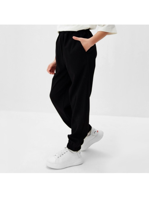 Брюки для девочки MINAKU: Casual Collection KIDS, чёрные, рост 128 см
