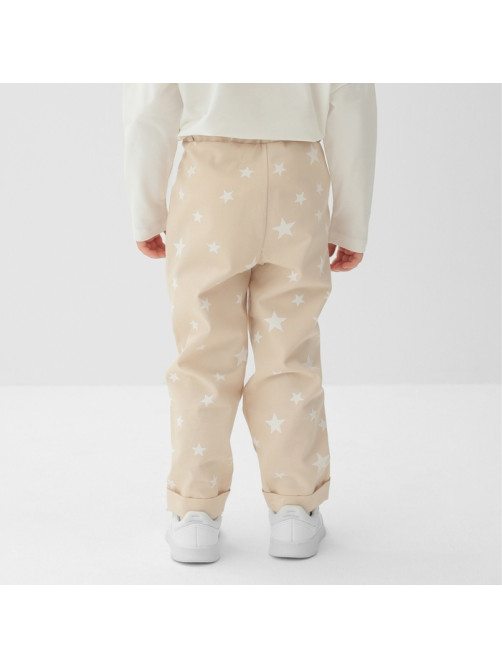 Брюки для девочки MINAKU: Cotton Collection, бежевые, рост 110 см