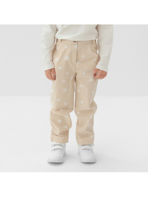 Брюки для девочки MINAKU: Cotton Collection, бежевые, рост 104 см