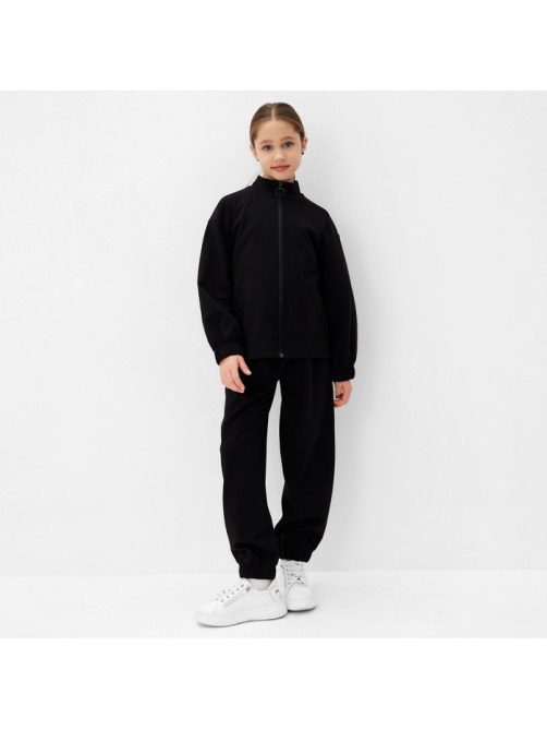 Брюки для девочки MINAKU: Casual Collection KIDS, чёрные, рост 128 см
