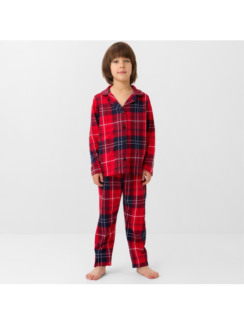 Пижама детская новогодняя (рубашка и брюки) KAFTAN: Christmas, красная, размер 32, (110-116 см)