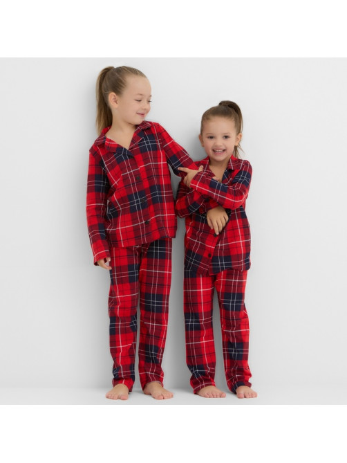 Пижама детская новогодняя (рубашка и брюки) KAFTAN: Christmas, красная, размер 32, (110-116 см)