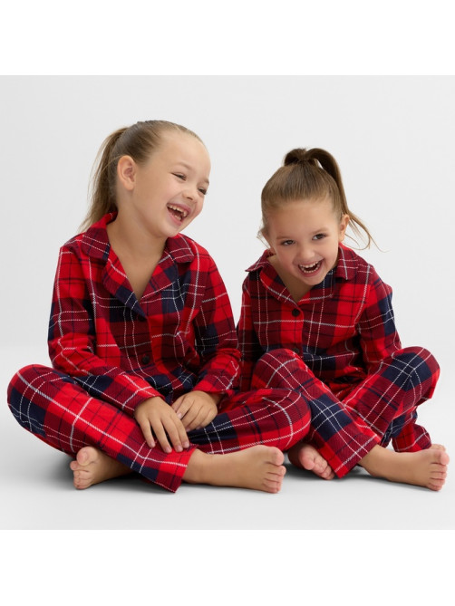Пижама детская новогодняя (рубашка и брюки) KAFTAN: Christmas, красная, размер 30 (98-104 см)