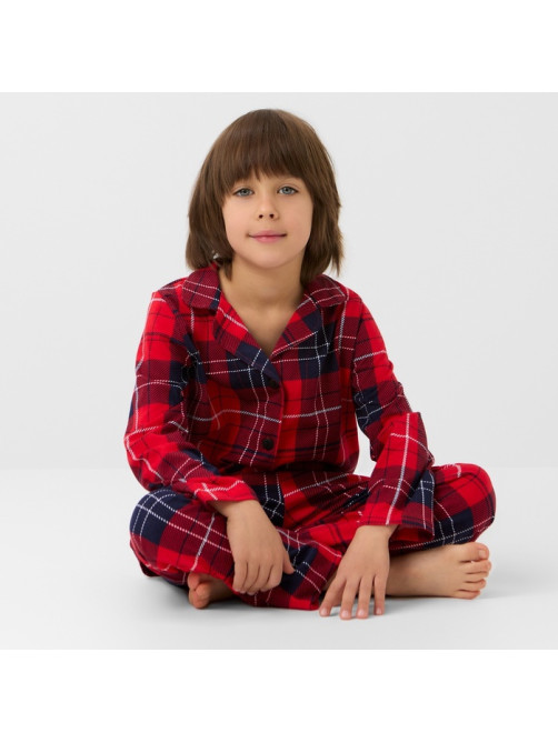 Пижама детская новогодняя (рубашка и брюки) KAFTAN: Christmas, красная, размер 30 (98-104 см)