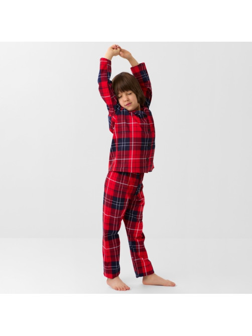 Пижама детская новогодняя (рубашка и брюки) KAFTAN: Christmas, красная, размер 32, (110-116 см)