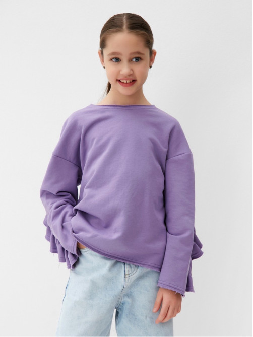 Свитшот для девочки MINAKU: Casual Collection KIDS, сиреневый, размер 32 (116-122 см)