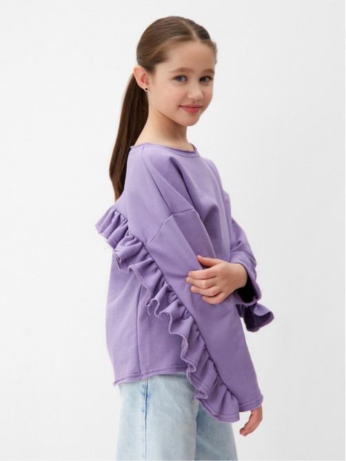 Свитшот для девочки MINAKU: Casual Collection KIDS, сиреневый, размер 30-32 (110-116 см)