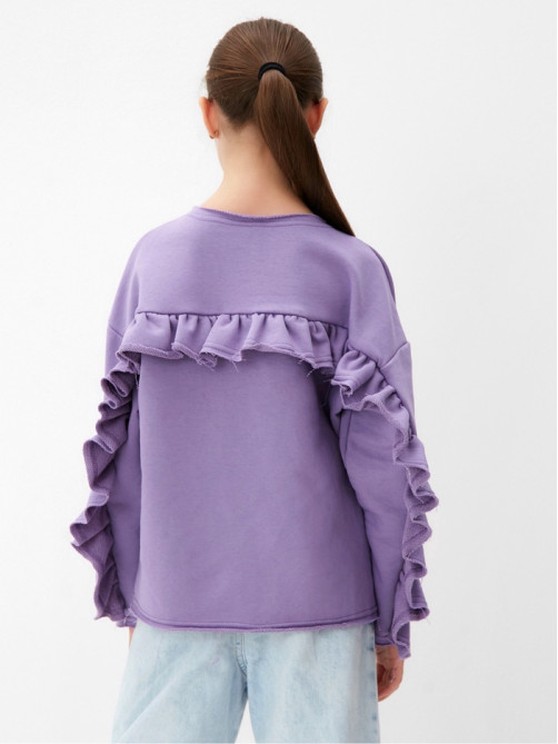 Свитшот для девочки MINAKU: Casual Collection KIDS, сиреневый, размер 36-38 (140-146 см)