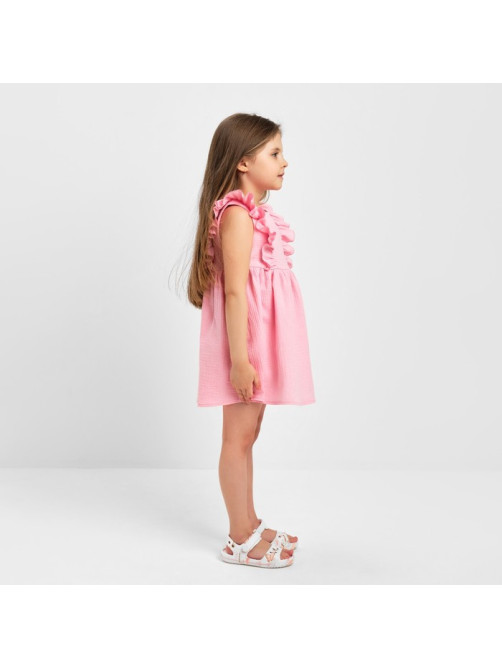Платье для девочки с рюшами KAFTAN «Муслин», розовое, размер 28 (86-92 см)