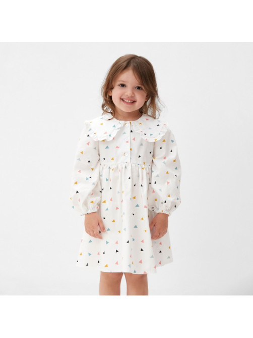 Платье для девочки KAFTAN с воротником, белое, рост 98-104 см