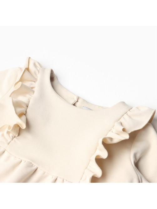 Платье с рюшами для девочки KAFTAN: Basic line, цвет кремовый, рост 110-116 см