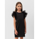 Платье нарядное для девочки MINAKU: PartyDress с крылышками, прямое, чёрное, рост 116-122 см
