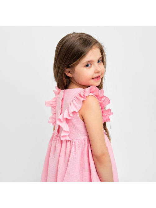 Платье для девочки с рюшами KAFTAN «Муслин», розовое, размер 28 (86-92 см)