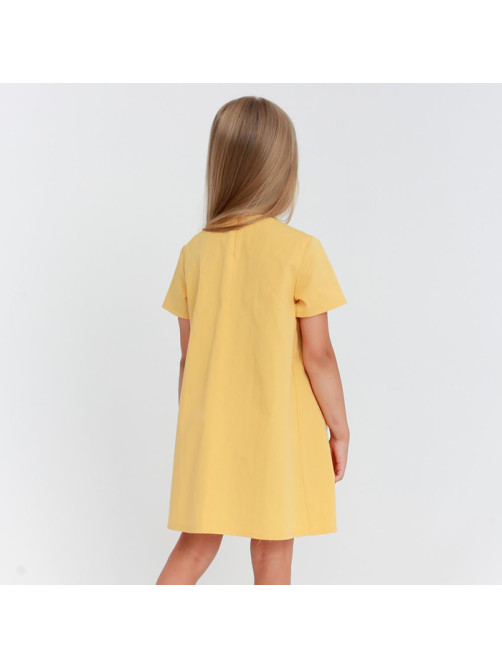 Платье с карманами для девочки KAFTAN: Summer cotton, жёлтое, рост 98-104 см