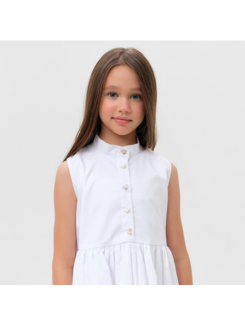Платье для девочки MINAKU: Cotton collection на пуговицах, белое, рост 116 см