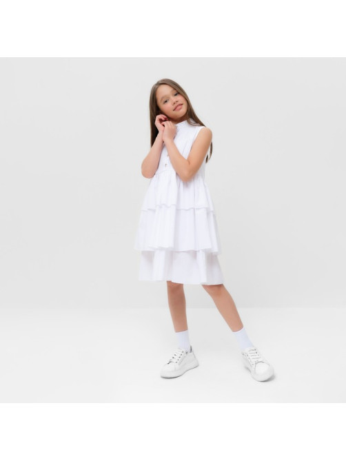 Платье для девочки MINAKU: Cotton collection на пуговицах, белое, рост 122 см