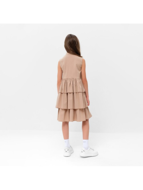 Платье для девочки MINAKU: Cotton collection на пуговицах, бежевое, рост 122 см