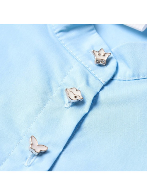 Платье для девочки MINAKU: Cotton collection на пуговицах, голубое, рост 122 см