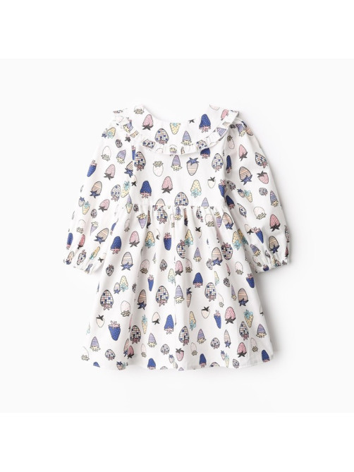 Платье для девочки KAFTAN «Ягоды» с воротником, белое, рост 86-92 см