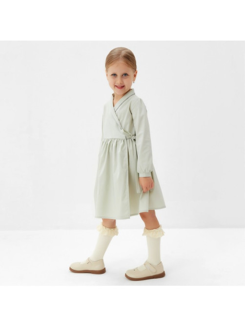 Платье однотонное для девочки MINAKU: Cotton collection, цвет фисташковый, рост 86-92 см
