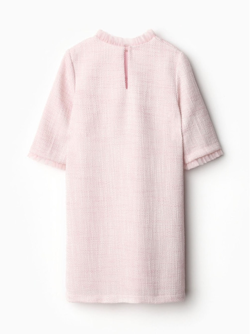 Платье нарядное для девочки MINAKU: PartyDress с воротником, розовое, рост 116-122 см