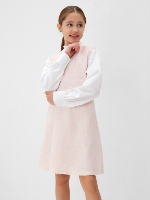 Платье нарядное для девочки MINAKU: PartyDress, прямое, розовое, рост 134-140 см