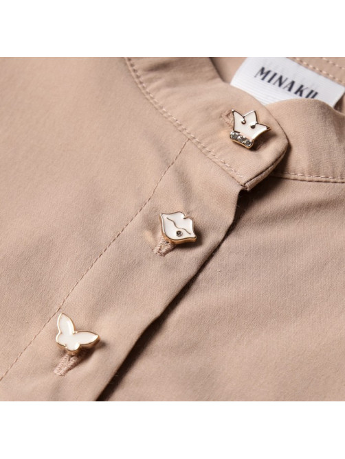 Платье для девочки MINAKU: Cotton collection на пуговицах, бежевое, рост 122 см
