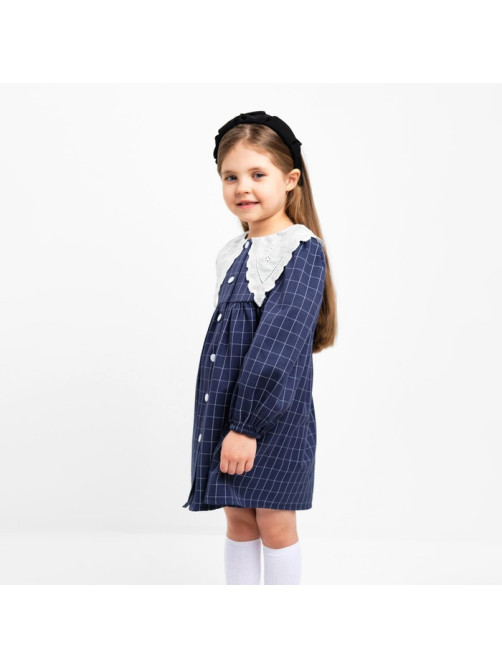 Платье с воротником для девочки KAFTAN: School collection, синее, размер 32 (110-116 см)