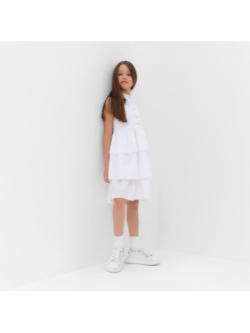 Платье для девочки MINAKU: Cotton collection на пуговицах, белое, рост 122 см