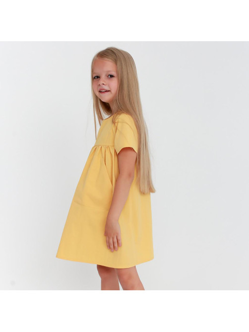 Платье с карманами для девочки KAFTAN: Summer cotton, жёлтое, рост 122-128 см