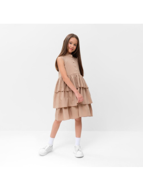 Платье для девочки MINAKU: Cotton collection на пуговицах, бежевое, рост 122 см
