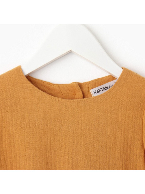 Платье для девочки KAFTAN «Муслин» с длинным рукавом, горчичное, рост 80-86 см