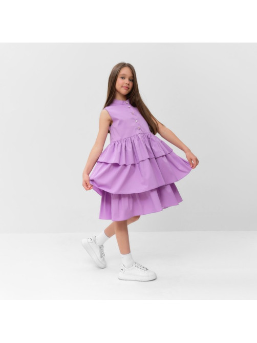Платье для девочки MINAKU: Cotton collection на пуговицах, сиреневое, рост 122 см