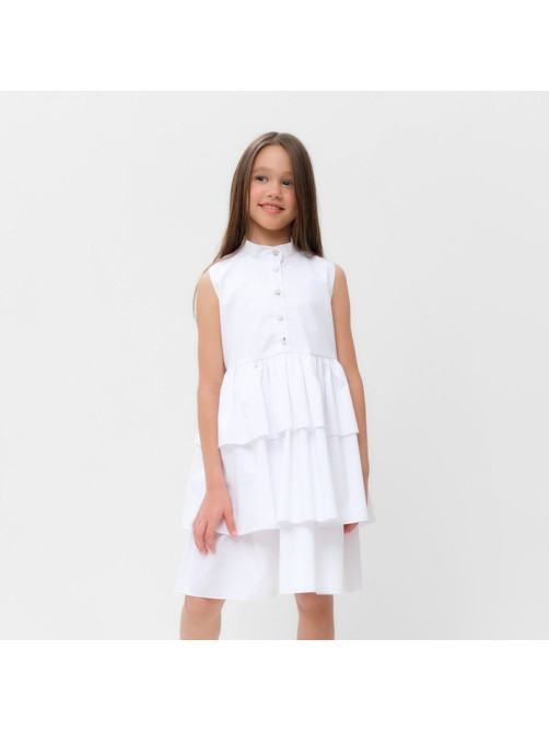 Платье для девочки MINAKU: Cotton collection на пуговицах, белое, рост 122 см