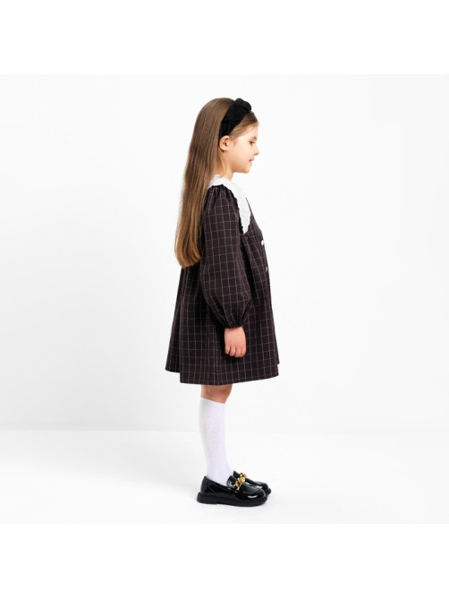Платье с воротником для девочки KAFTAN: School collection, чёрное, размер 34 (122-128 см)