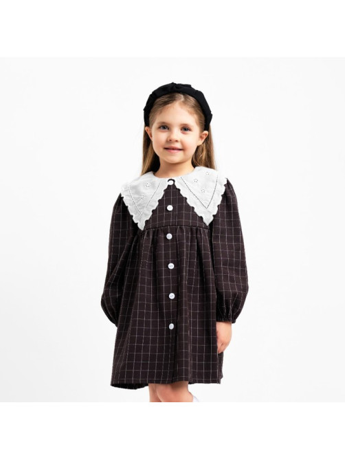 Платье с воротником для девочки KAFTAN: School collection, чёрное, размер 34 (122-128 см)