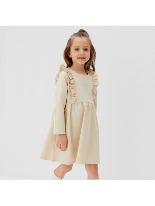 Платье с рюшами для девочки KAFTAN: Basic line, цвет кремовый, рост 98-104 см