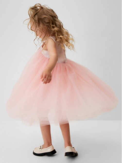 Платье нарядное для девочки MINAKU: PartyDress, розовое, рост 116 см