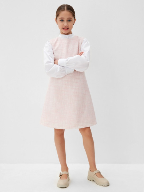Платье нарядное для девочки MINAKU: PartyDress, прямое, розовое, рост 146-152 см