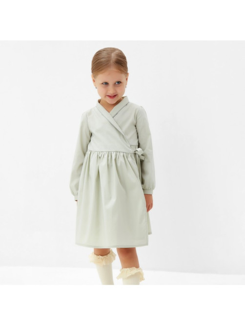 Платье однотонное для девочки MINAKU: Cotton collection, цвет фисташковый, рост 92-98 см
