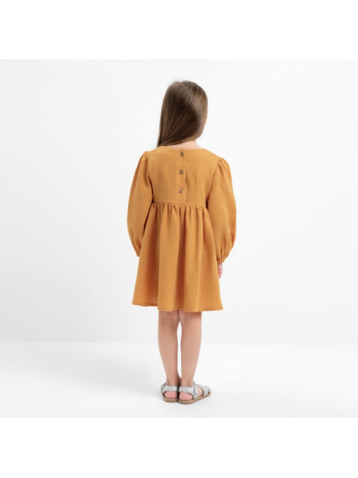 Платье для девочки KAFTAN «Муслин» с длинным рукавом, горчичное, рост 80-86 см