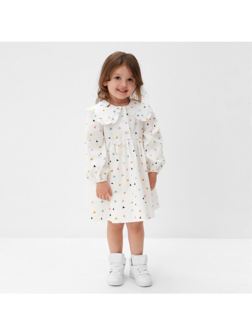 Платье для девочки KAFTAN с воротником, белое, рост 122-128 см