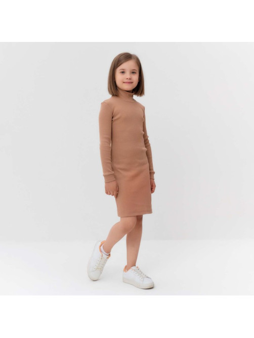 Платье облегающее для девочки MINAKU: Casual Collection, бежевое, рост 164 см