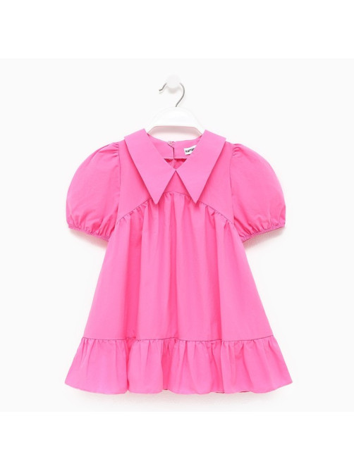 Платье с воротником для девочки KAFTAN: Summer cotton, ярко-розовое, рост 122-128 см