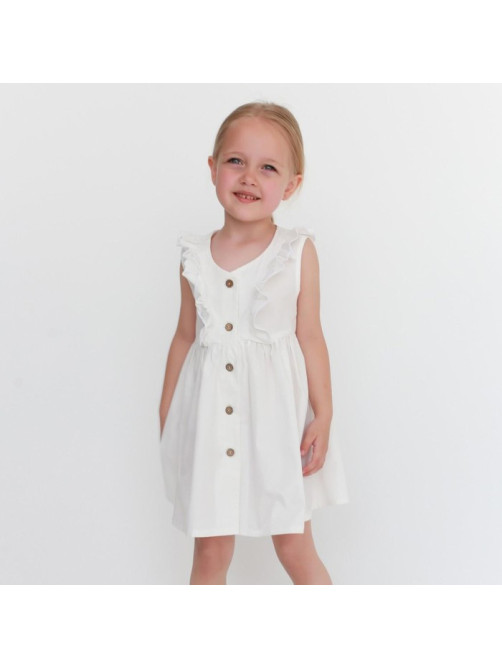 Платье на пуговицах для девочки KAFTAN: Summer cotton, белое, рост 110-116 см